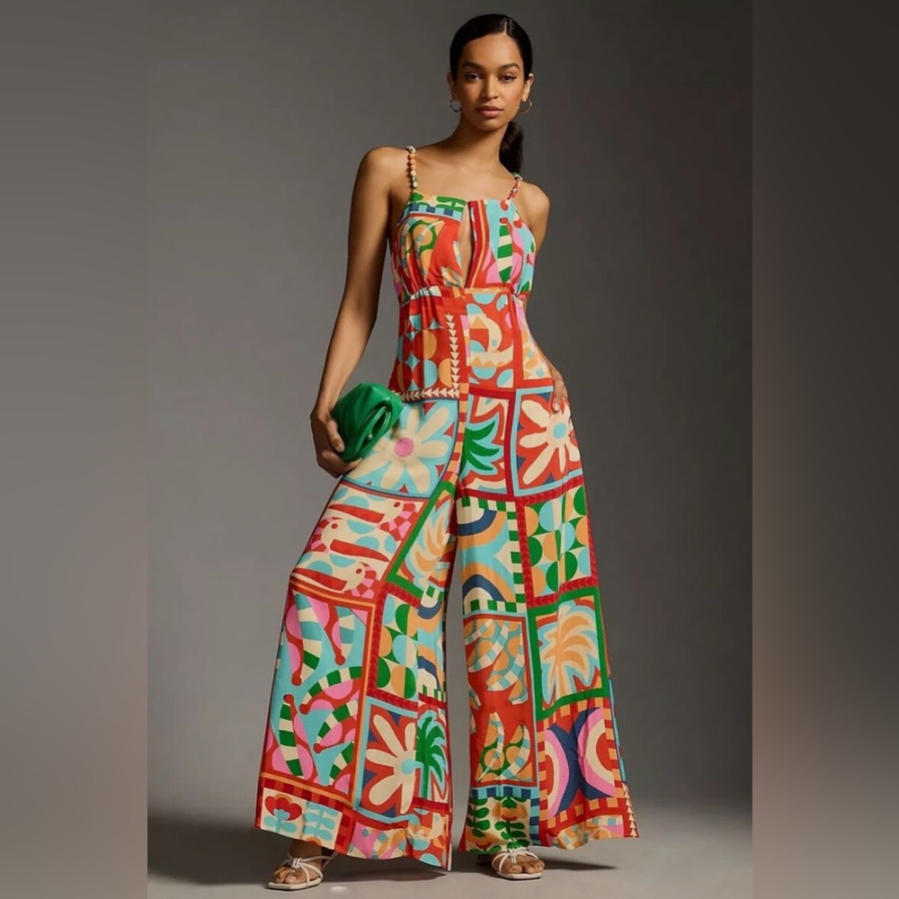 Farm Rio Cutout Halter Jumpsuit Size S